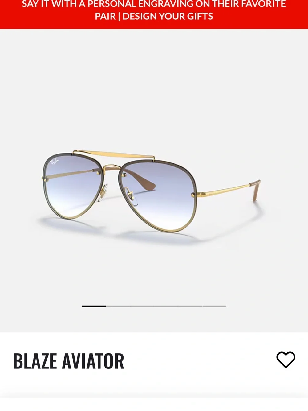 Ray-Ban Blaze Aviator Sunglasses - Arista Gold Frame with Blue Gradient Lenses